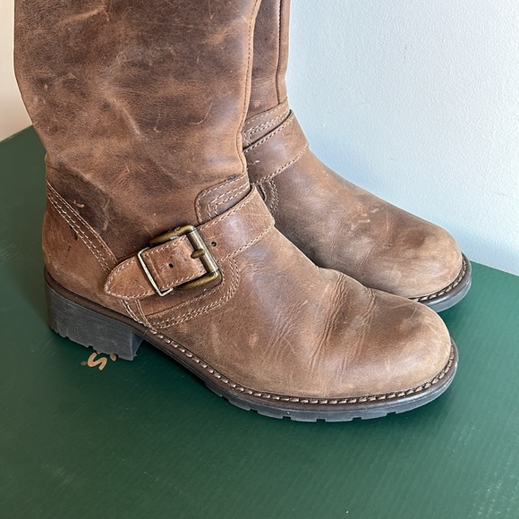 Clarks Leather Knee High Boots Brown With Box - Picture 5 of 8